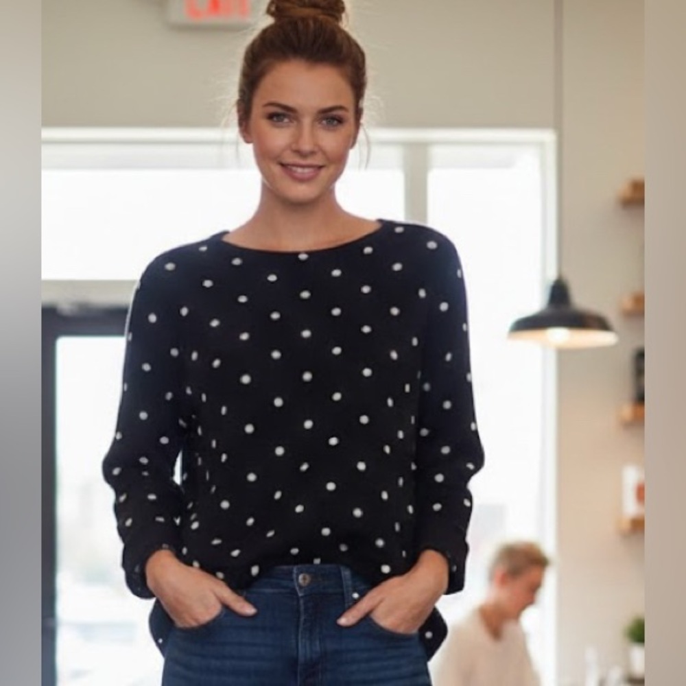 JONES NEW YORK black/white polka dot sweater size small